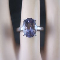 Vintage Sterling Amethyst Solitaire Ring Size 6.25