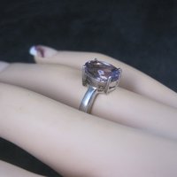 Vintage Sterling Amethyst Solitaire Ring Size 6.25