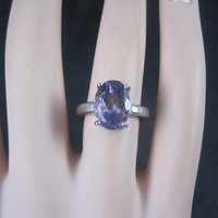 Vintage Sterling Amethyst Solitaire Ring Size 6.25