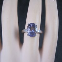 Vintage Sterling Amethyst Solitaire Ring Size 6.25