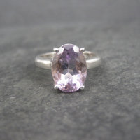 Vintage Sterling Amethyst Solitaire Ring Size 6.25