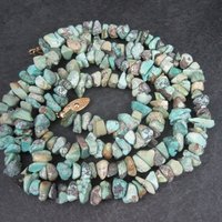 Vintage 70s Turquoise Nugget Necklace 32 Inches