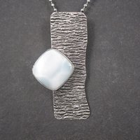 Unusual Sterling Modernist Larimar Pendant Necklace