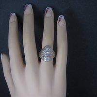 Vintage Diamond Cut Sterling Dome Ring Size 7