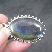 Large Vintage Sterling Labradorite Pendant