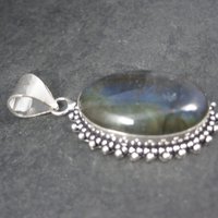 Large Vintage Sterling Labradorite Pendant