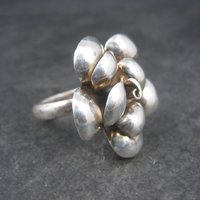 Large Sterling Dimensional Flower Ring Size 8.5