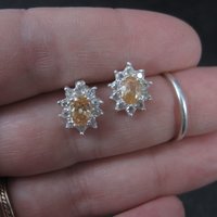 Vintage Peach Cubic Zirconia Stud Earrings