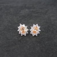 Vintage Peach Cubic Zirconia Stud Earrings