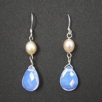 Sterling Opalite Pearl Earrings