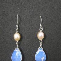 Sterling Opalite Pearl Earrings