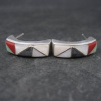Vintage Southwestern Sterling Inlay Earrings