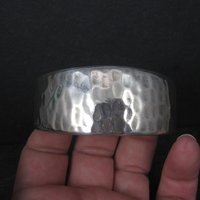 Vintage Mexican Sterling Hammered Cuff Bracelet 6.5 Inches