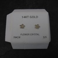Vintage 14K Crystal Flower Piercing Earrings