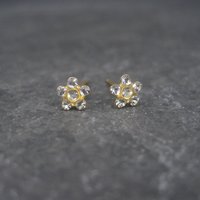 Vintage 14K Crystal Flower Piercing Earrings