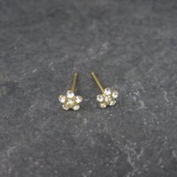 Vintage 14K Crystal Flower Piercing Earrings