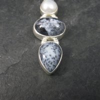 Vintage Sterling Dendrite Opal Pearl Pendant