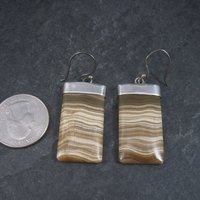 Vintage Sterling Brown Banded Agate Earrings