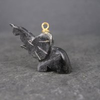 Estate Black Nephrite Jade Elephant Pendant Charm