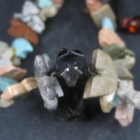 Estate 1970s Zuni Carved Fetish Bear Necklace 32 Inches
