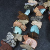 Estate 1970s Zuni Carved Fetish Bear Necklace 32 Inches