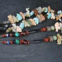 Estate 1970s Zuni Carved Fetish Bear Necklace 32 Inches