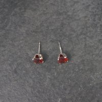 Estate Sterling 5mm Garnet Stud Earrings