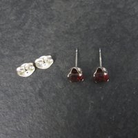 Estate Sterling 5mm Garnet Stud Earrings