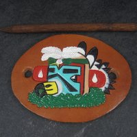 Leather Kachina Hair Barrette Wrap