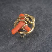 Antique Gold Filled Coral Branch Brooch Pendant