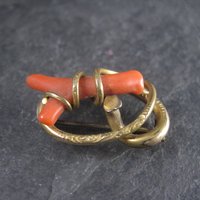 Antique Gold Filled Coral Branch Brooch Pendant