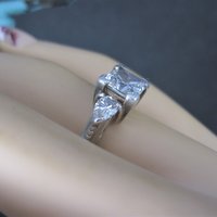 Vintage Sterling Cubic Zirconia Engagement Ring Size 6