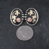 Western Tri Tone Floral Earrings Circle Y New Old Stock