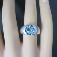 Vintage .999 Silver Blue Topaz Ring Size 6
