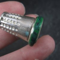 Vintage Mexican Sterling Malachite Inlay Thimble