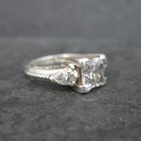 Vintage Sterling Cubic Zirconia Engagement Ring Size 6