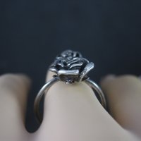 Vintage 3D Sterling Rose Ring Size 8