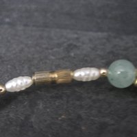 Vintage Aventurine Pearl Necklace 25 Inches