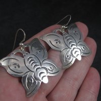 Large Southwestern Sterling Butterfly Earrings