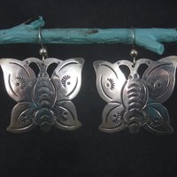 Large Southwestern Sterling Butterfly Earrings