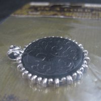 Black Leather Debossed Silver Plated Pendant by On-A-Cord