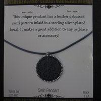 Black Leather Debossed Silver Plated Pendant by On-A-Cord
