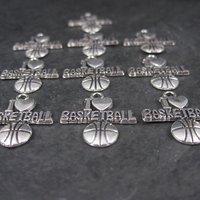 Lot of 10 I Love Basketball Charms Silver Plated