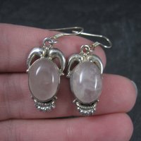 Vintage Sterling Rose Quartz Earrings