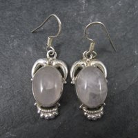 Vintage Sterling Rose Quartz Earrings