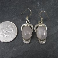 Vintage Sterling Rose Quartz Earrings