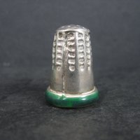 Vintage Mexican Sterling Malachite Inlay Thimble