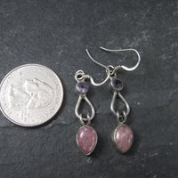 Vintage Sterling Amethyst Pink Quartz Earrings