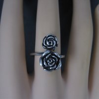 Vintage 3D Sterling Rose Ring Size 8