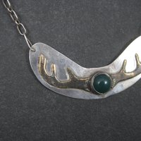Vintage Sterling Chrysoprase Deer Antler Necklace 27 Inches